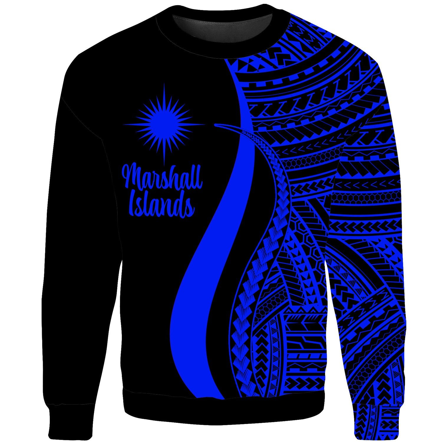 Marshall Islands Sweatshirt - Blue Polynesian Tentacle Tribal Pattern Unisex Blue - Polynesian Pride