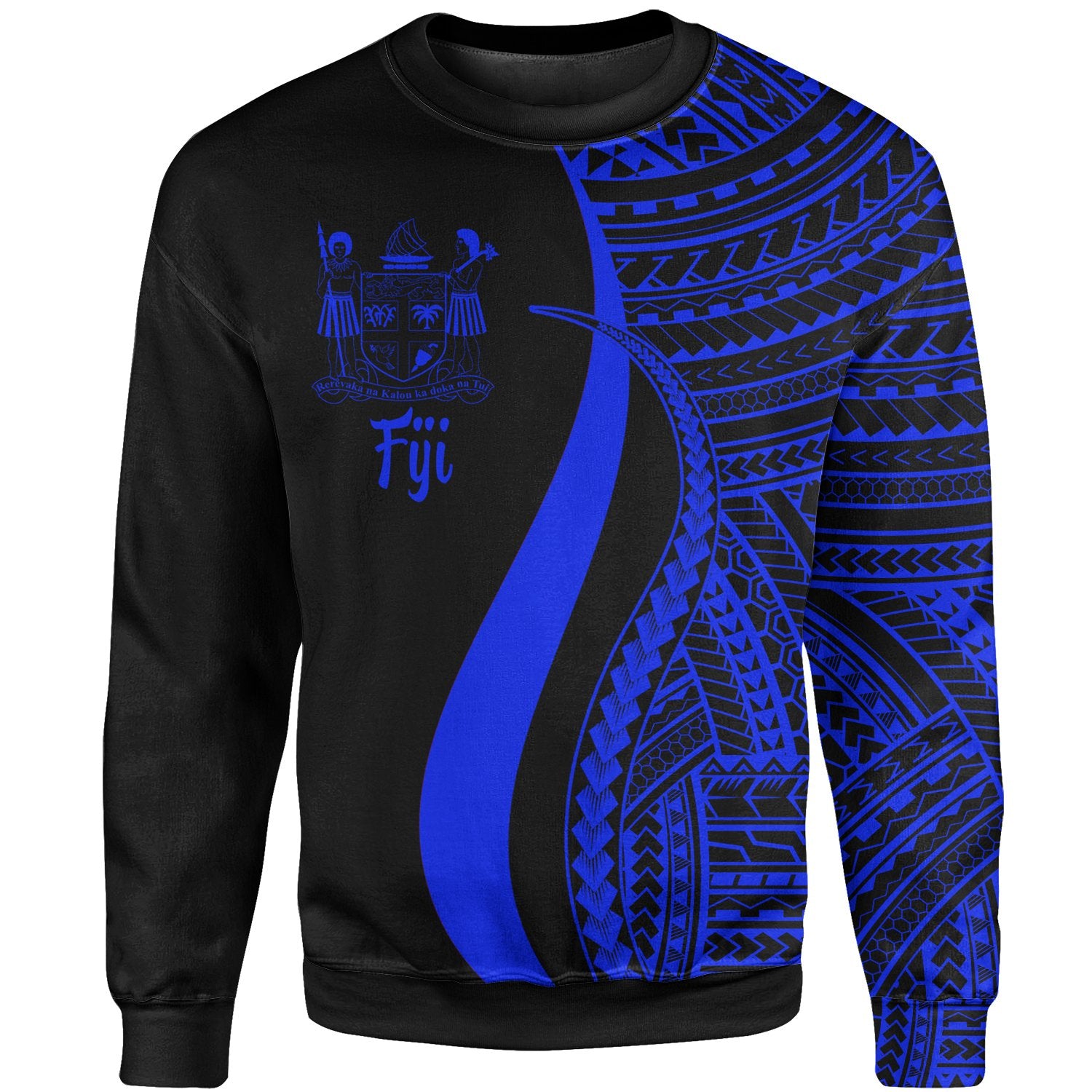 Fiji Sweatshirt - Blue Polynesian Tentacle Tribal Pattern Crest Unisex Blue - Polynesian Pride