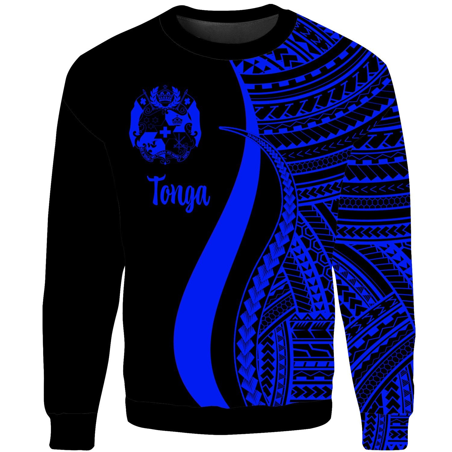 Tonga Sweatshirt - Blue Polynesian Tentacle Tribal Pattern Unisex Blue - Polynesian Pride