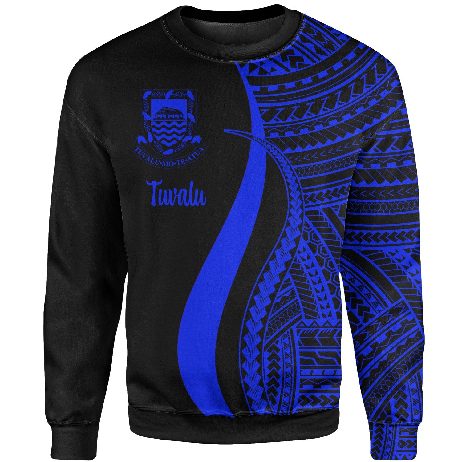 Tuvalu Sweatshirt - Blue Polynesian Tentacle Tribal Pattern Unisex Blue - Polynesian Pride