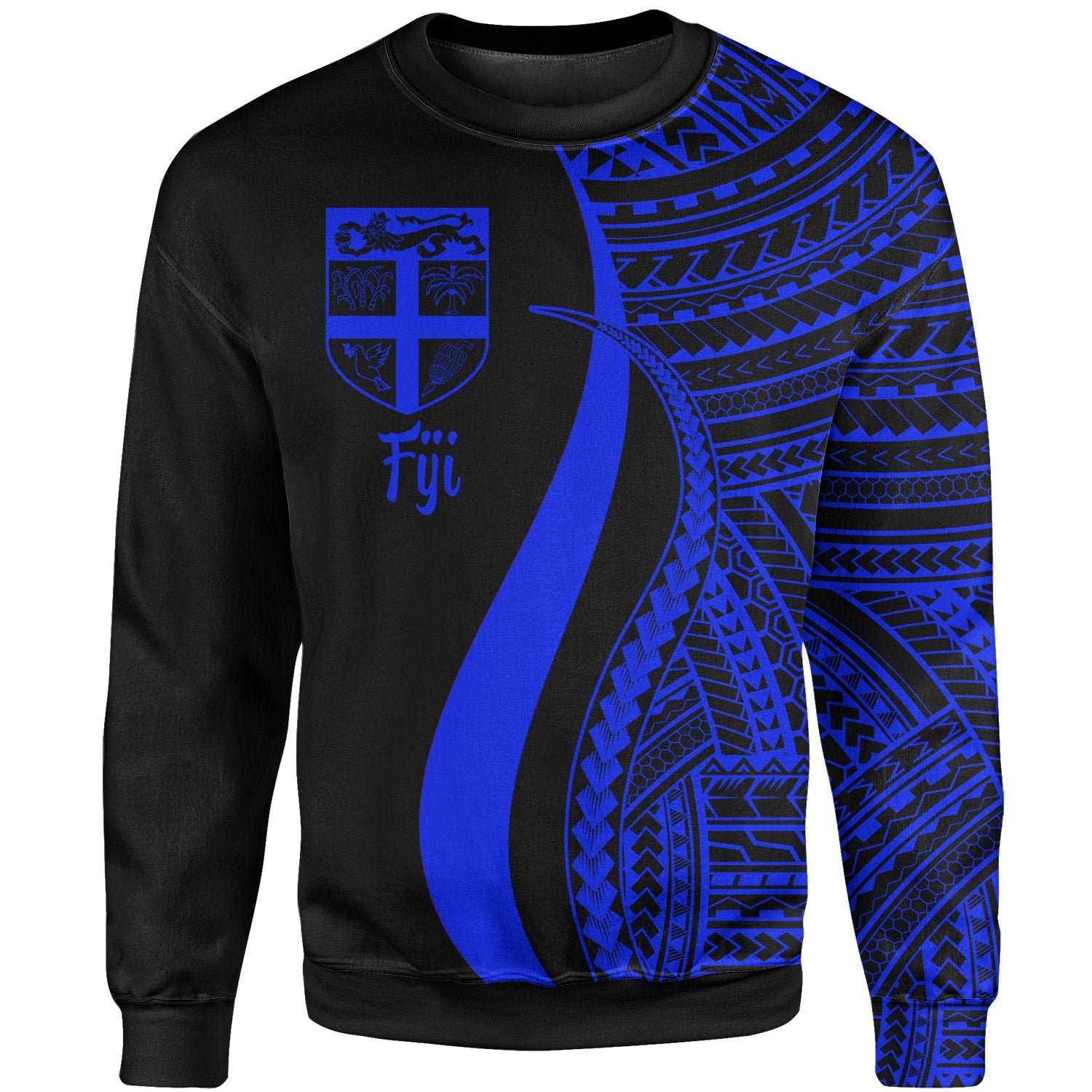 Fiji Sweatshirt - Blue Polynesian Tentacle Tribal Pattern Unisex Blue - Polynesian Pride