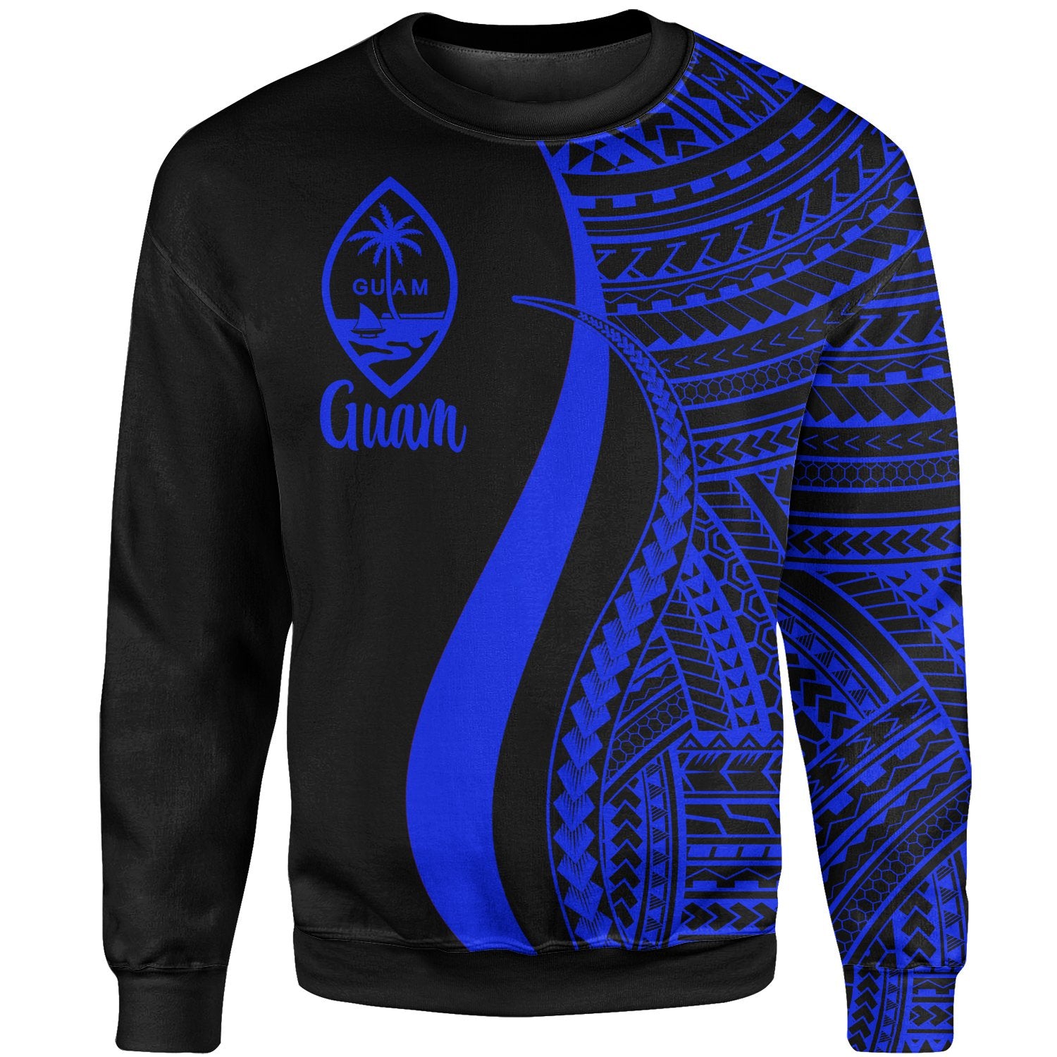 Guam Sweatshirt - Blue Polynesian Tentacle Tribal Pattern Unisex Blue - Polynesian Pride