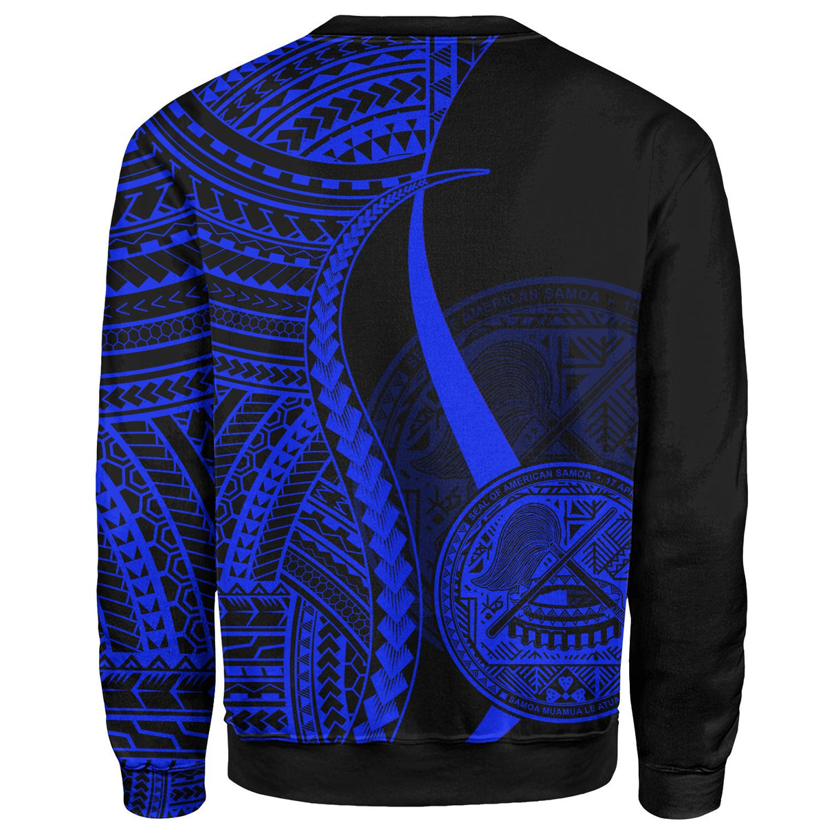 American Samoa Sweatshirt - Blue Polynesian Tentacle Tribal Pattern - Polynesian Pride