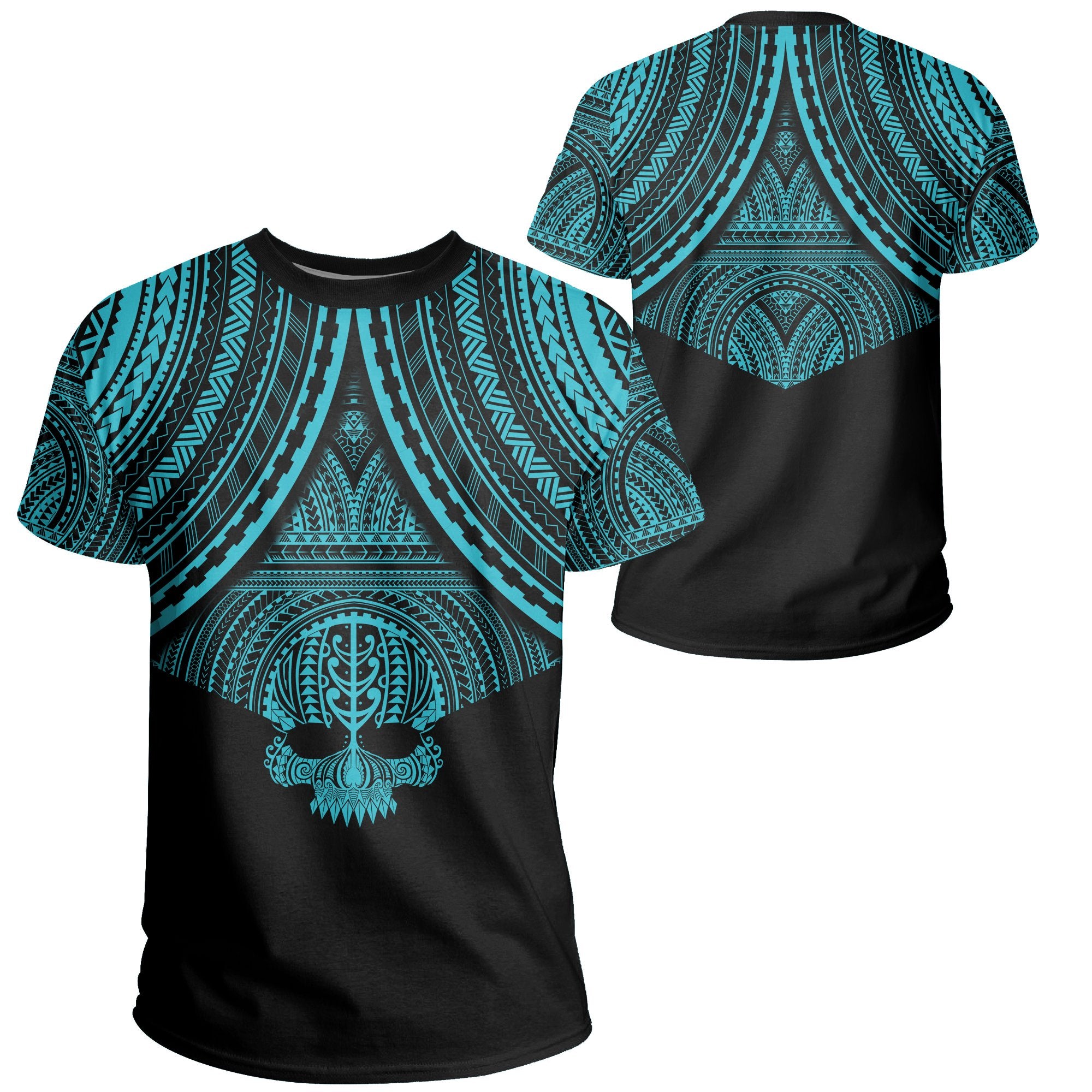 Skull Circle Polynesian T Shirt Blue Skull Style Unisex Blue - Polynesian Pride