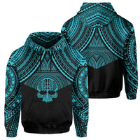 Polynesian Skull Hawaii Hoodie Blue Circle Style Unisex Blue - Polynesian Pride