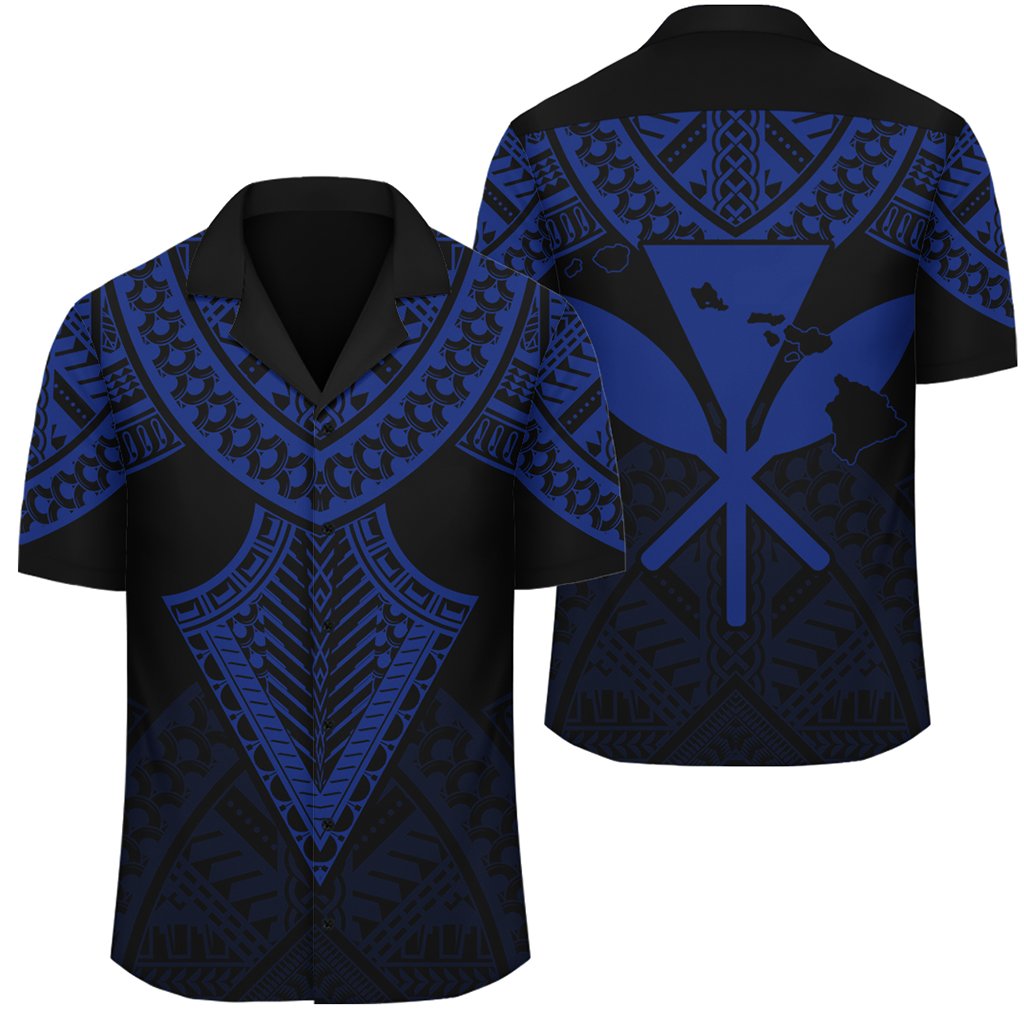 Hawaii Polynesian Limited Hawaiian Shirt - Tab Style Blue - AH Unisex Black - Polynesian Pride