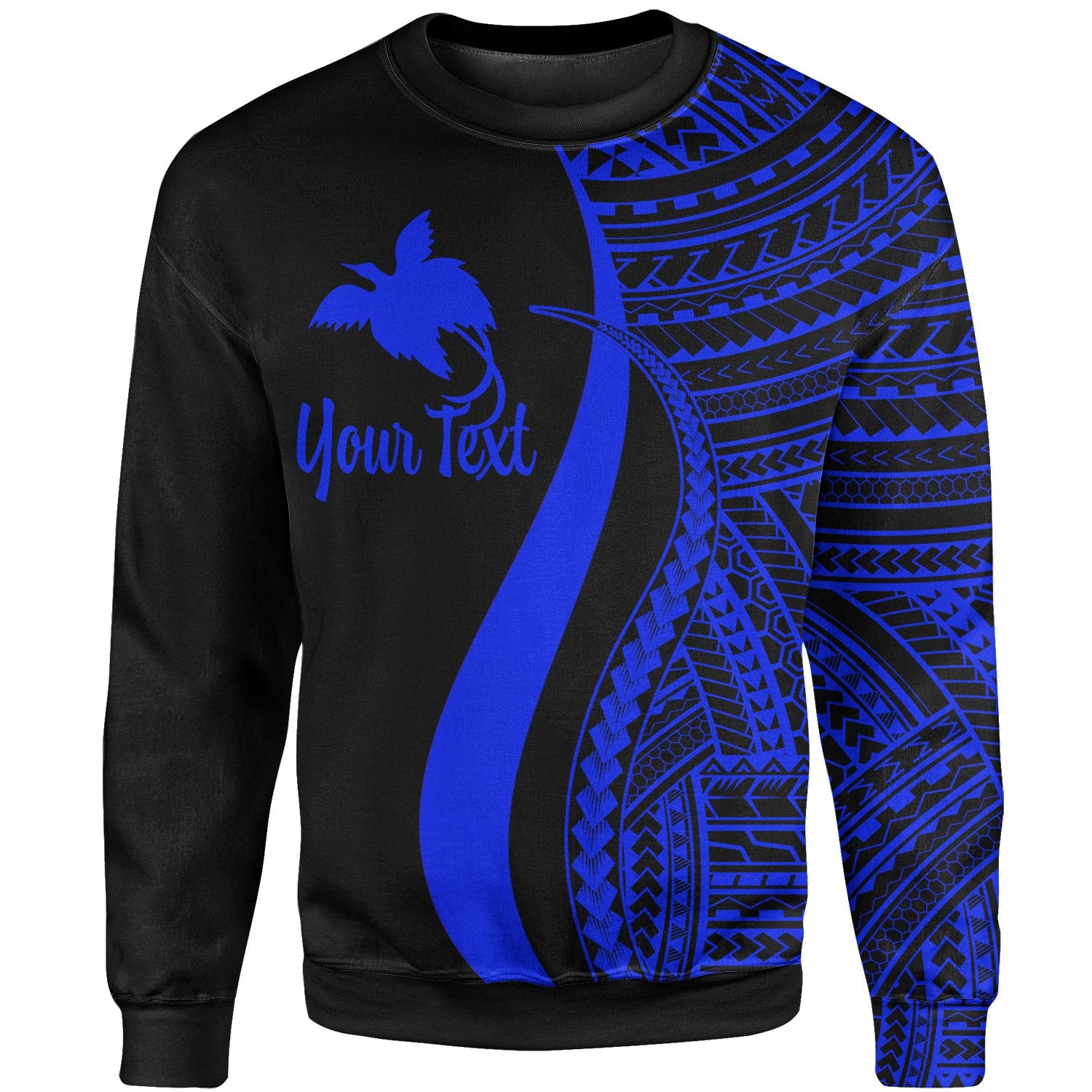 Papua New Guinea Custom Personalised Sweatshirt - Blue Polynesian Tentacle Tribal Pattern Unisex Blue - Polynesian Pride