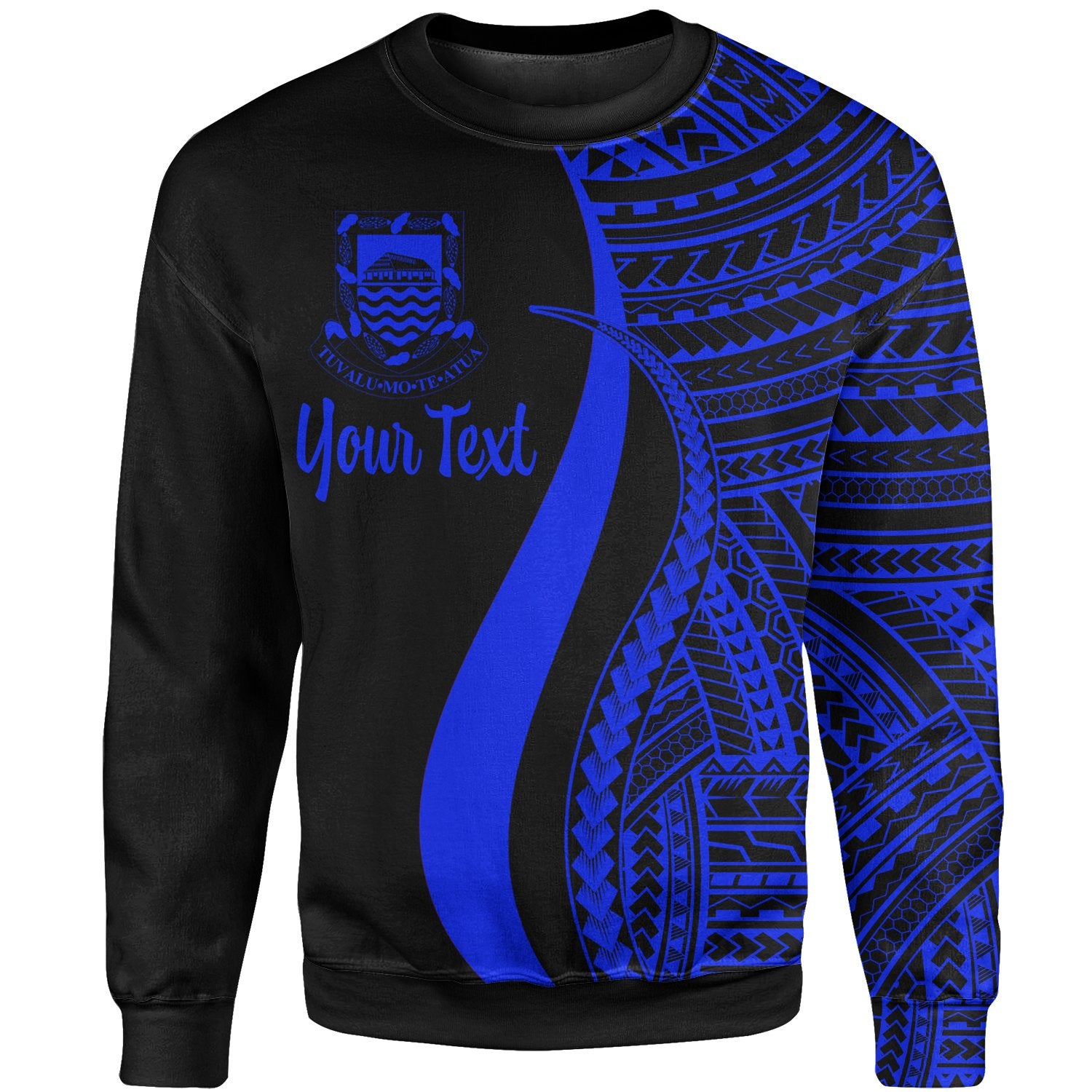 Tuvalu Custom Personalised Sweatshirt - Blue Polynesian Tentacle Tribal Pattern Unisex Blue - Polynesian Pride