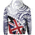 Polynesian Kakau Flag of Hawaii Zip Hoodie Blue - Polynesian Pride