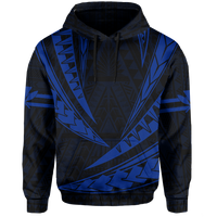 Polynesian Kakau Kanaka Maoli Map Hawaii Hoodie Blue - Polynesian Pride
