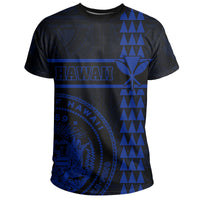Hawaii Coat of Arms Kanaka Polynesian T Shirt Blue - Polynesian Pride
