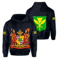 Polynesian Kanaka Maoli Royal Coat of Arms Hawaii Hoodie Blue Unisex Blue - Polynesian Pride