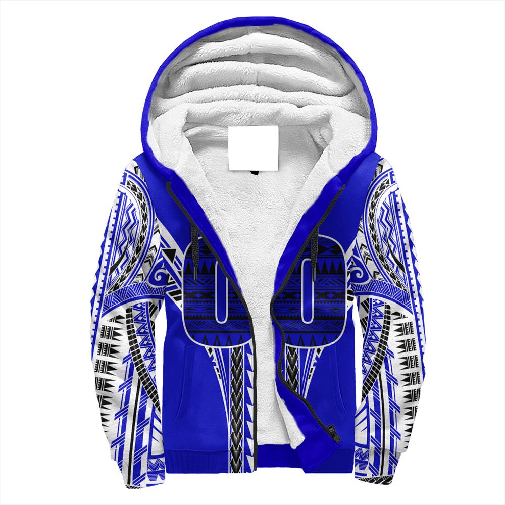 (Personalised) Hawaii - Blue Football Sherpa Hoodie AH Blue - Polynesian Pride