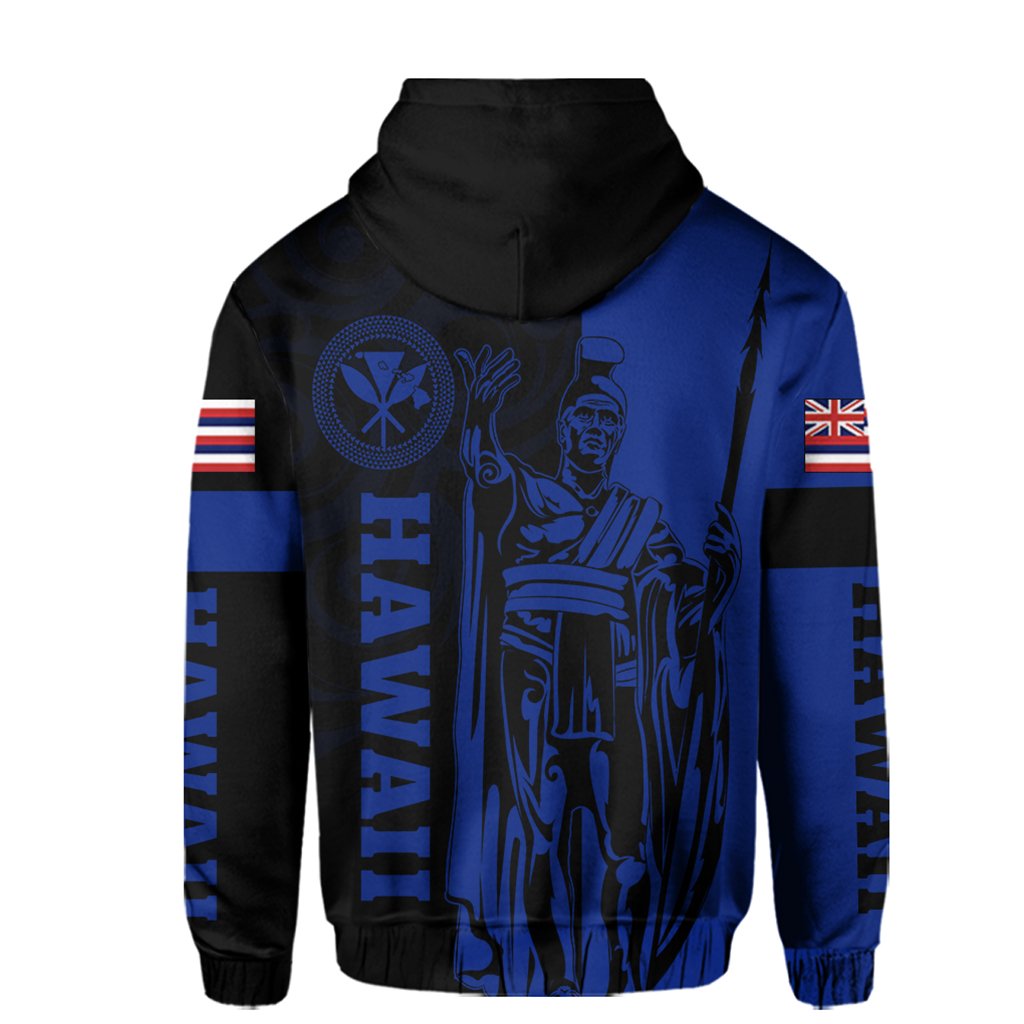 Hawaii King Polynesian Hoodie (Zip up) Lawla Style Blue - Polynesian Pride