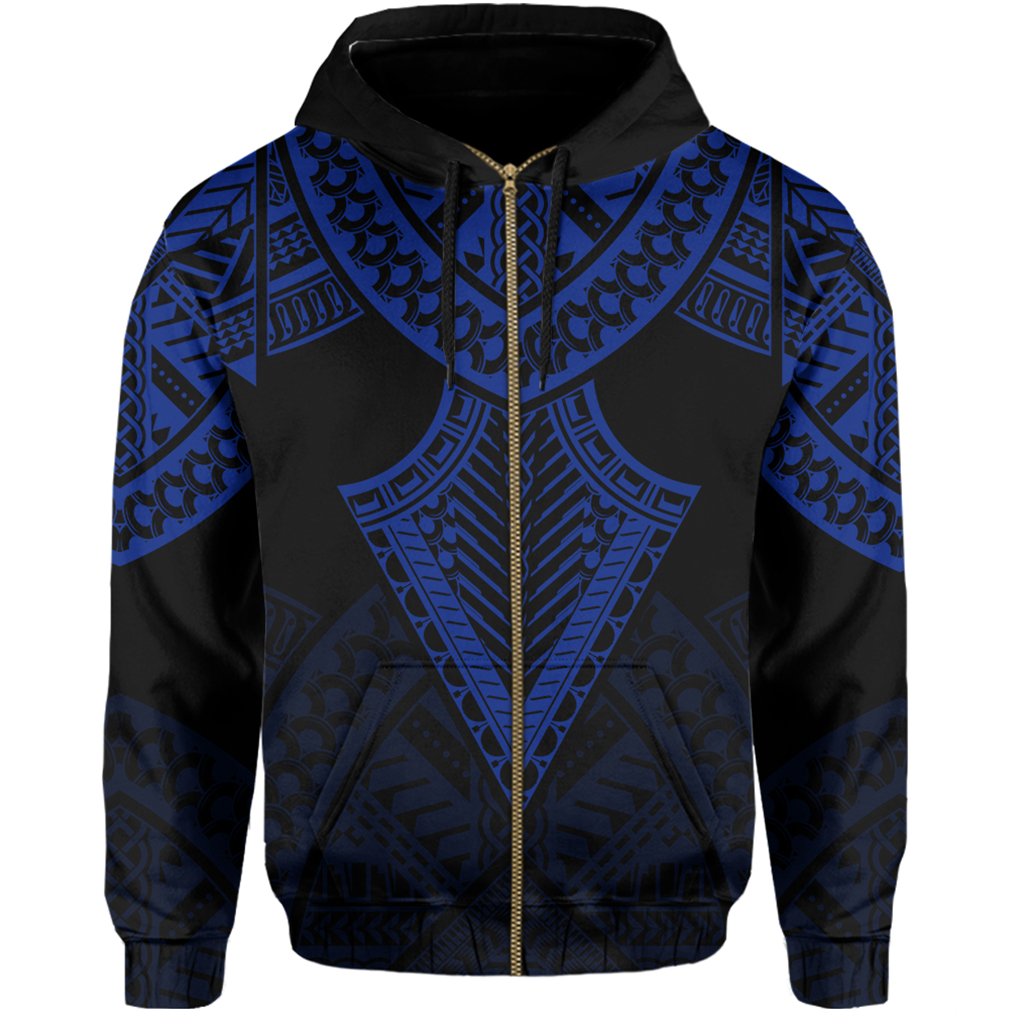 Hawaii Polynesian Hoodie Limited (Zip up) Tab Style Blue - Polynesian Pride