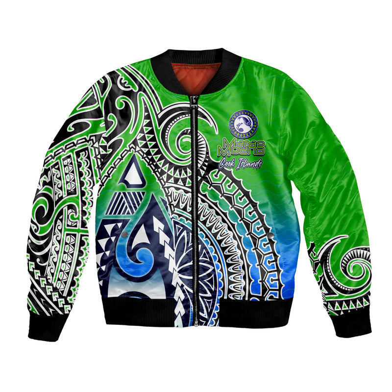 Cook Islands Mitiaro Polynesian Bomber Jacket LT6 Unisex Green - Polynesian Pride