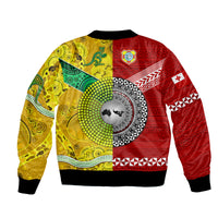 Tonga Ikale Tahi Ngatu And Australia Wallabies Aboriginal Bomber Jacket Rugby Together LT8 - Polynesian Pride