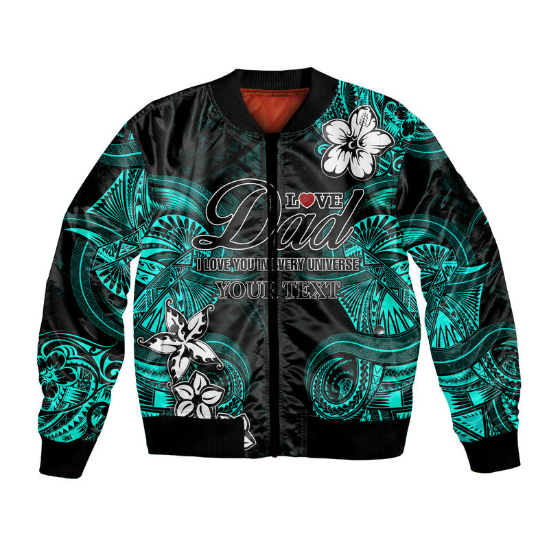 (Custom Personalised) Polynesian Fathers Day Bomber Jacket I Love You In Every Universe - Turquoise LT8 Unisex Turquoise - Polynesian Pride