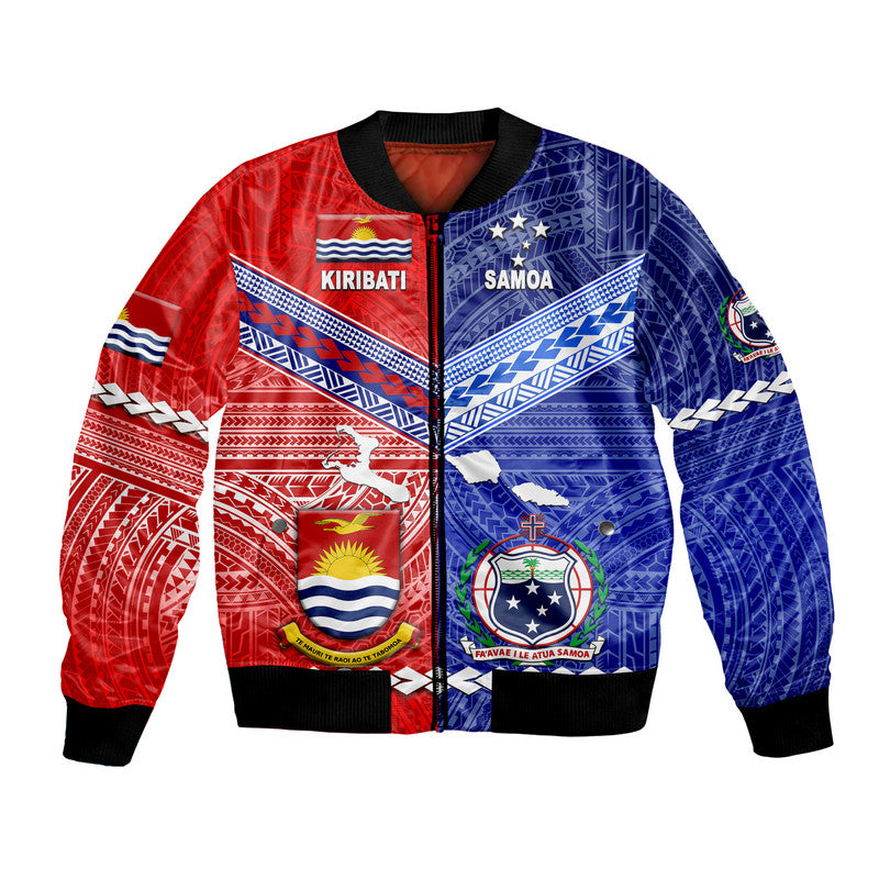 Samoa And Kiribati Bomber Jacket Together LT8 Unisex Blue - Polynesian Pride