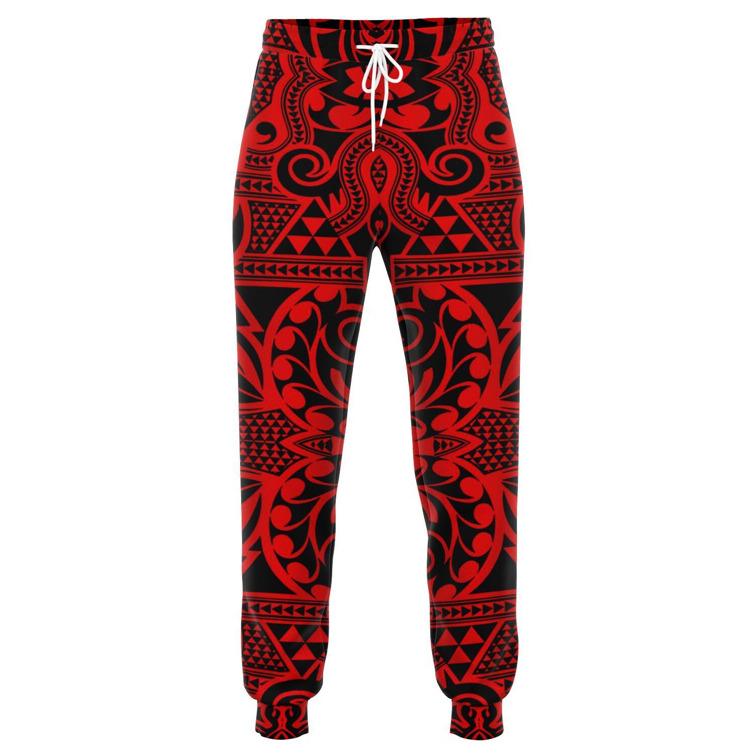 Polynesian Kakau Turtle Red Joggers Unisex Red - Polynesian Pride