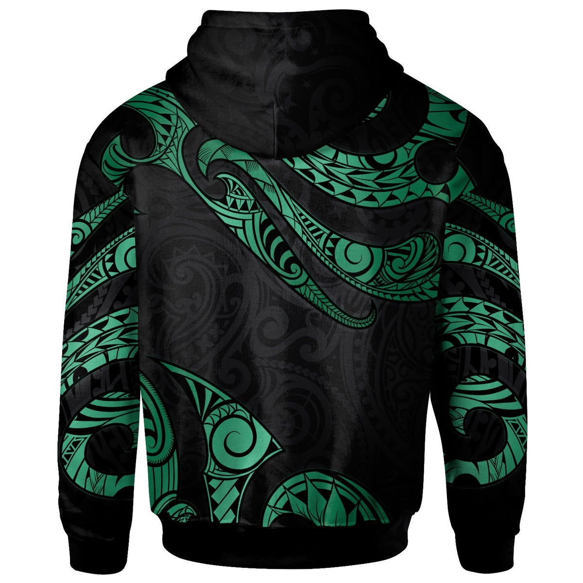 Hawaii Polynesian Custom Hoodie Zip up Polynesian Tattoo Green Version - Polynesian Pride