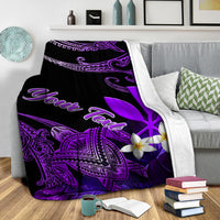 (Custom Personalised) Hawaii Turtle With Plumeria Leaf Purple Blanket - LT12 - Polynesian Pride