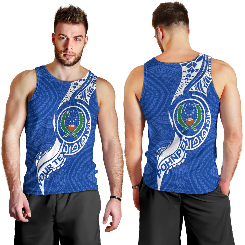 (Custom Personalised) Pohnpei Men Tank Top - Micronesia Pride Blue - LT12 Blue - Polynesian Pride