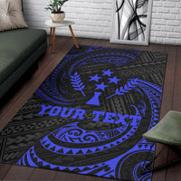 Kosrae Polynesian Custom Personalised Area Rug - Blue Tribal Wave - Polynesian Pride