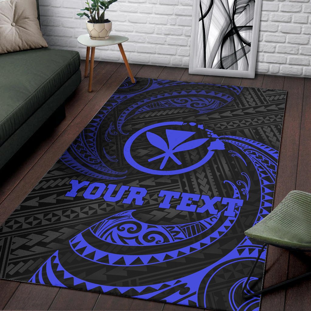 Hawaii Polynesian Custom Personalised Area Rug - Blue Tribal Wave - Polynesian Pride