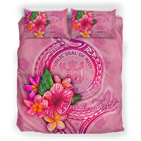 Niue Polynesian Custom Personalised Bedding Set - Floral With Seal Pink - Polynesian Pride