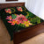 Cook Islands Polynesian Custom Personalised Quilt Bed Set - Floral With Seal Flag Color - Polynesian Pride