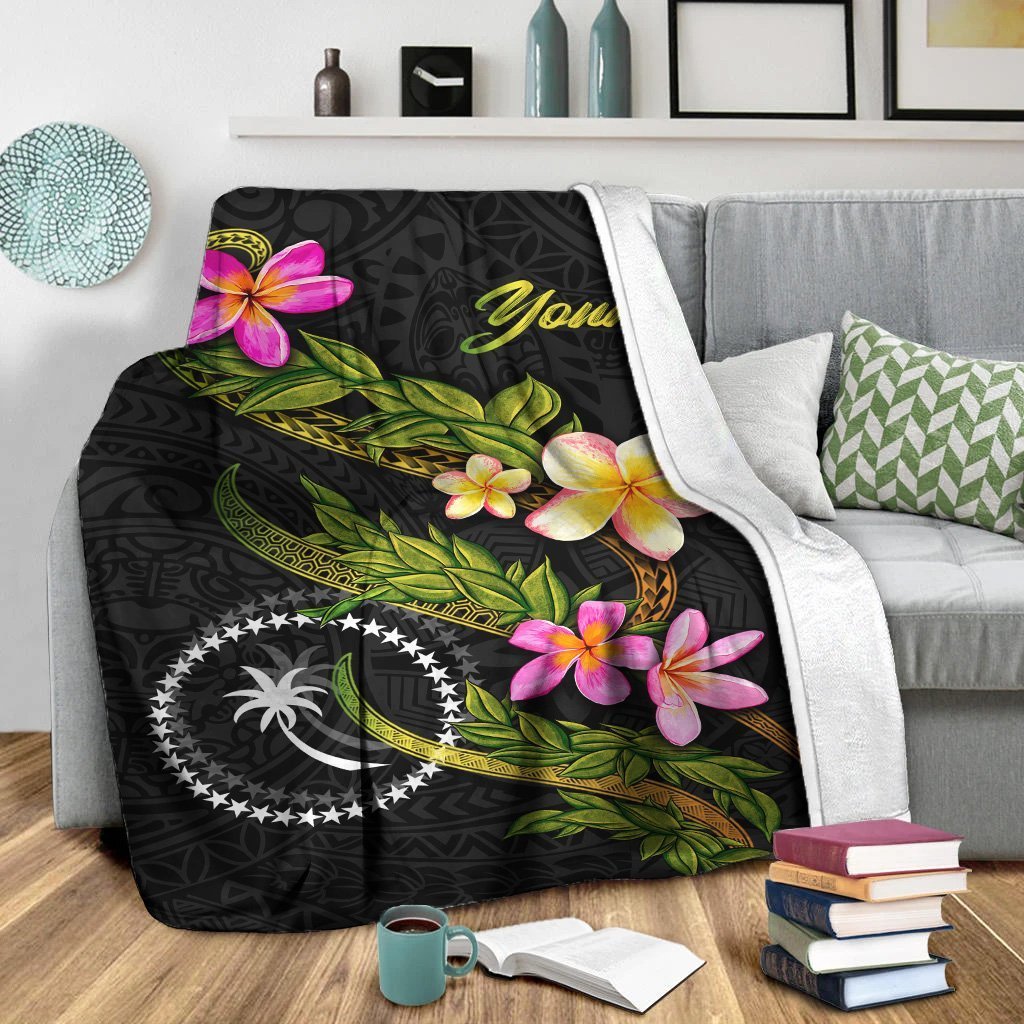Chuuk Polynesian Custom Personalised Blanket - Plumeria Tribal - Polynesian Pride