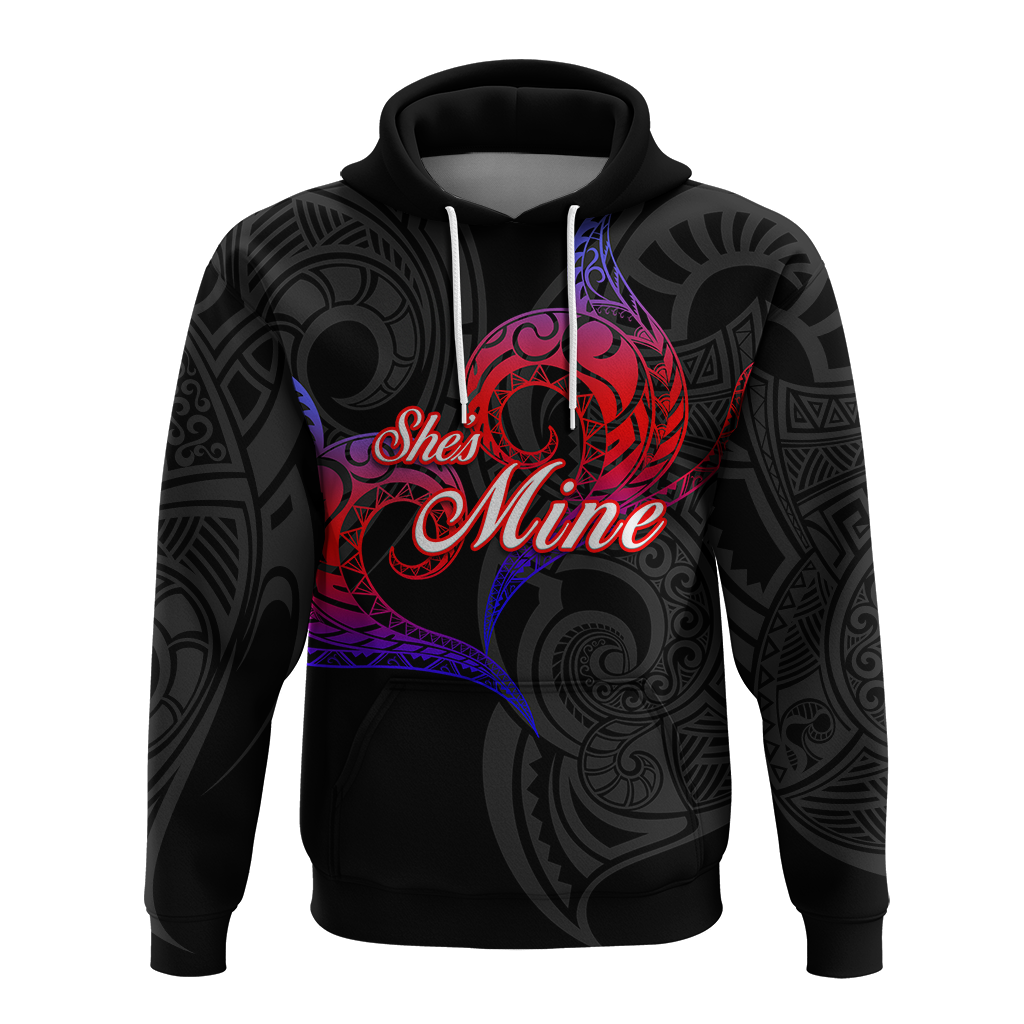 Valentine Day Guam Couple Hoodie Heart Tribal LT12 No Women - Polynesian Pride