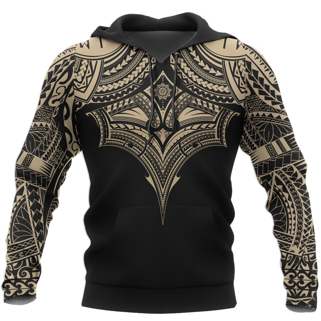 Polynesia Pullover Hoodie Polynesian Stingray Tattoo Style A8 Unisex Black - Polynesian Pride