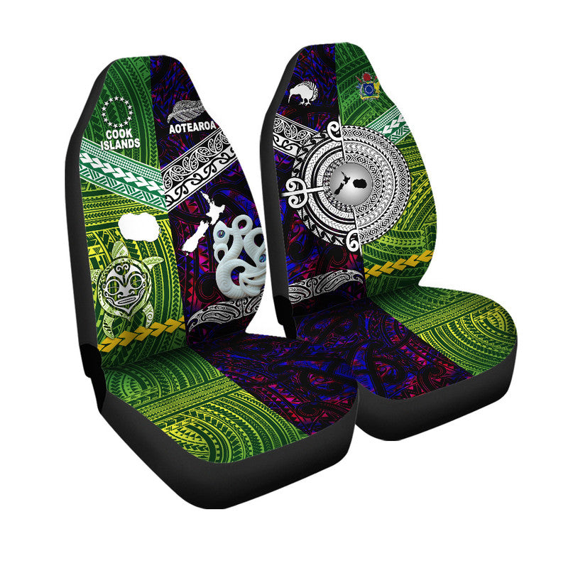 New Zealand And Cook Islands Car Seat Cover Together - Purple LT8 One Size Purple - Polynesian Pride