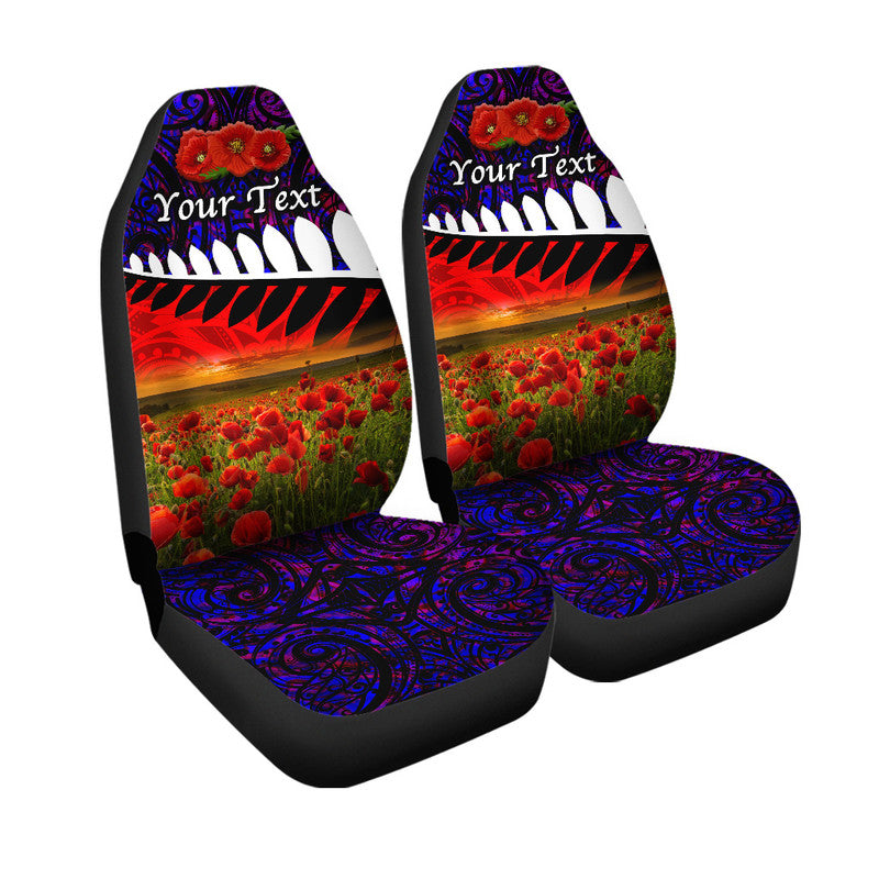 (Custom Personalised) New Zealand Maori ANZAC Car Seat Cover Poppy Vibes - Purple LT8 One Size Purple - Polynesian Pride