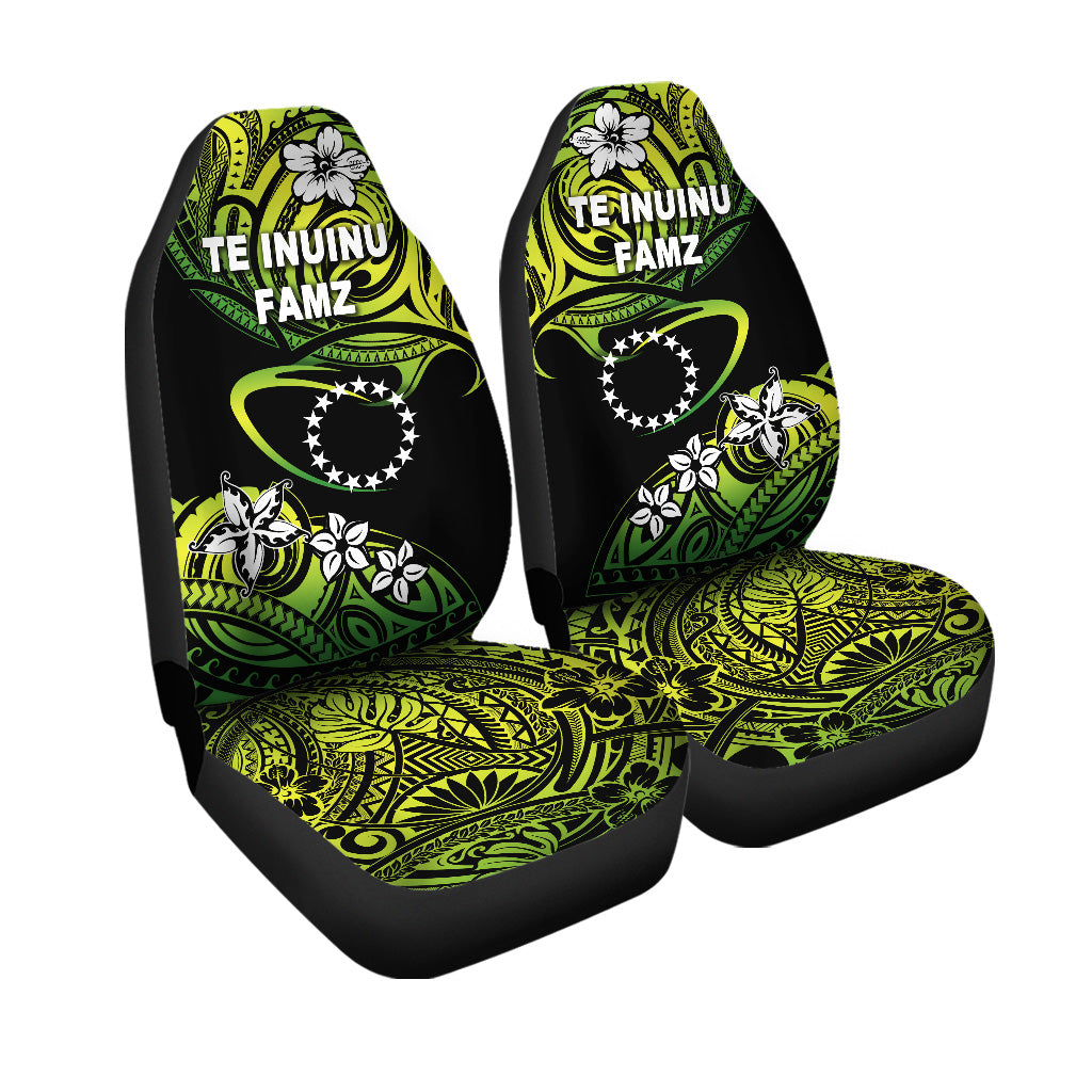 TE INUINU FAMZ - Cook Islands Rugby Car Seat Cover Unique Vibes - Green LT8 Universal Fit Green - Polynesian Pride