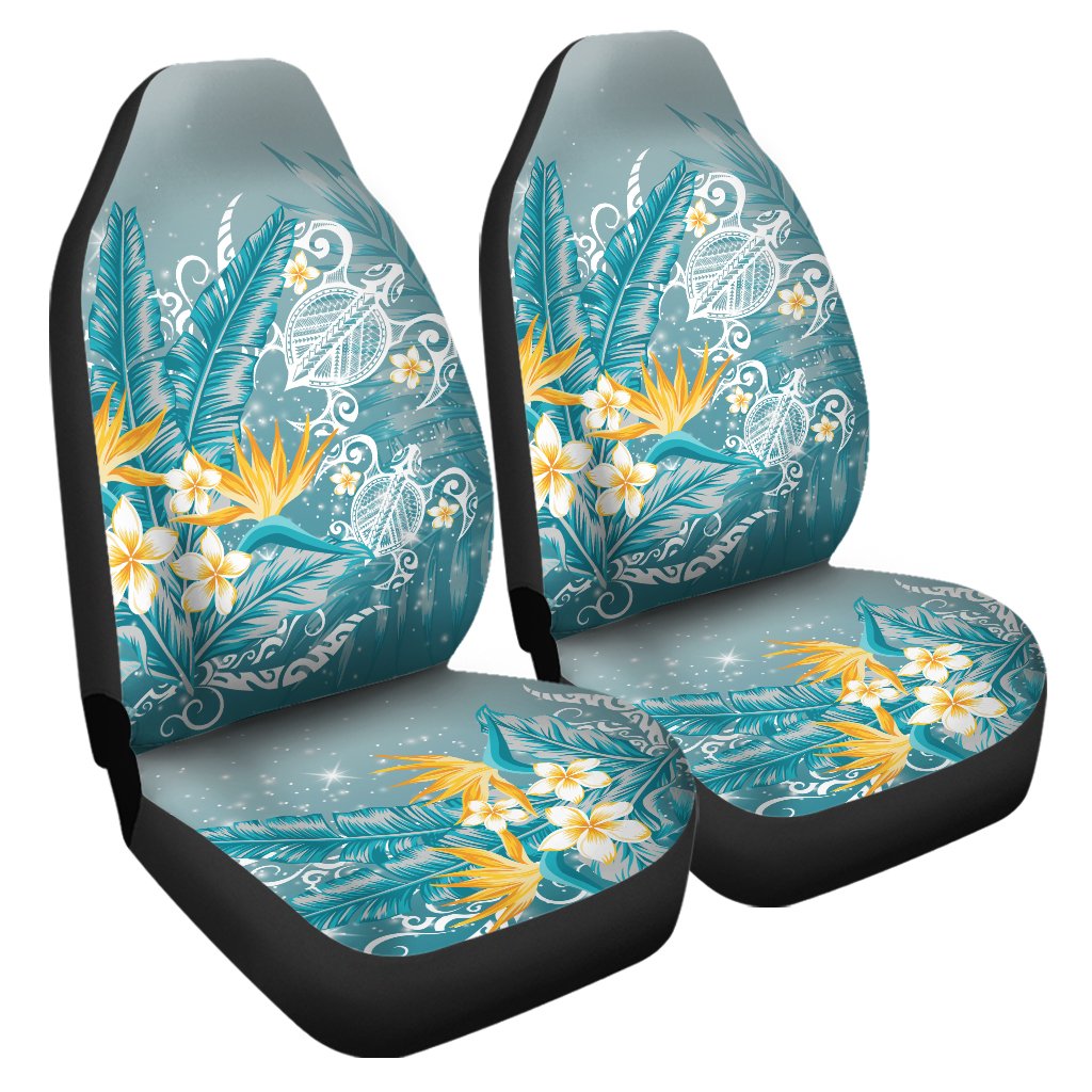 Hawaii Polynesian Turtles Plumeria Tropical Car Seat Covers - Winter Style - AH Universal Fit Blue - Polynesian Pride