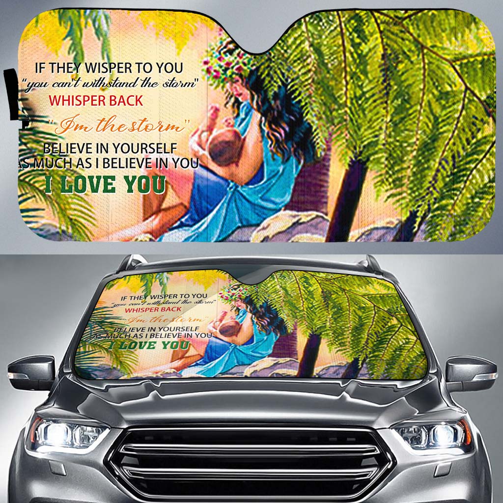 Hawaii Mother And Daughter Car Sun Shade - AH Auto Sun Shade Universal Fit Beige - Polynesian Pride