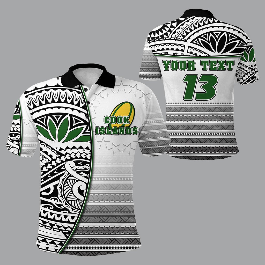 Custom Cook Islands Rugby Polo Shirt Impressive Version Black Custom Text and Number Unisex Black - Polynesian Pride