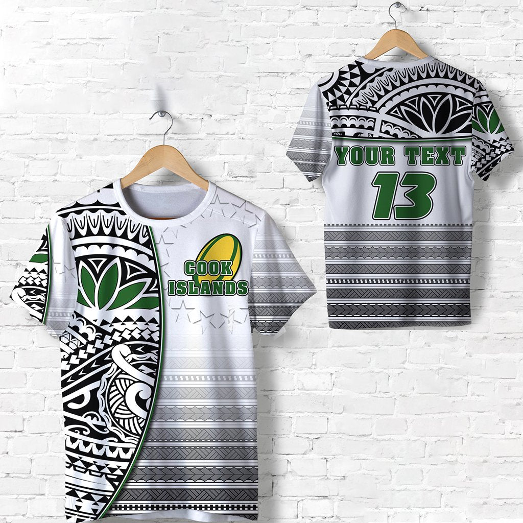 Custom Cook Islands Rugby T Shirt Impressive Version Black Custom Text and Number Unisex Black - Polynesian Pride