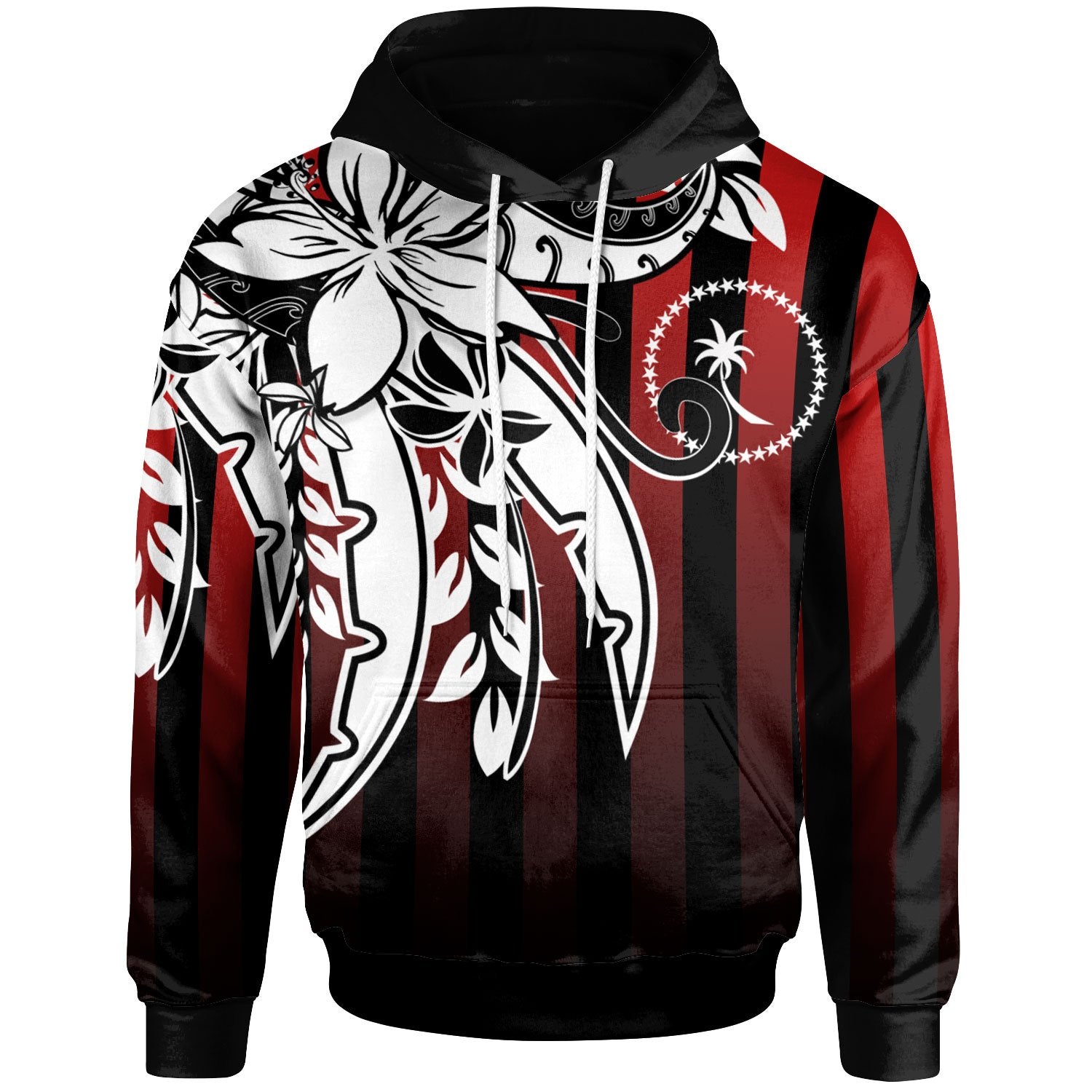 Chuuk Hoodie Vertical Stripes Style Unisex Red - Polynesian Pride