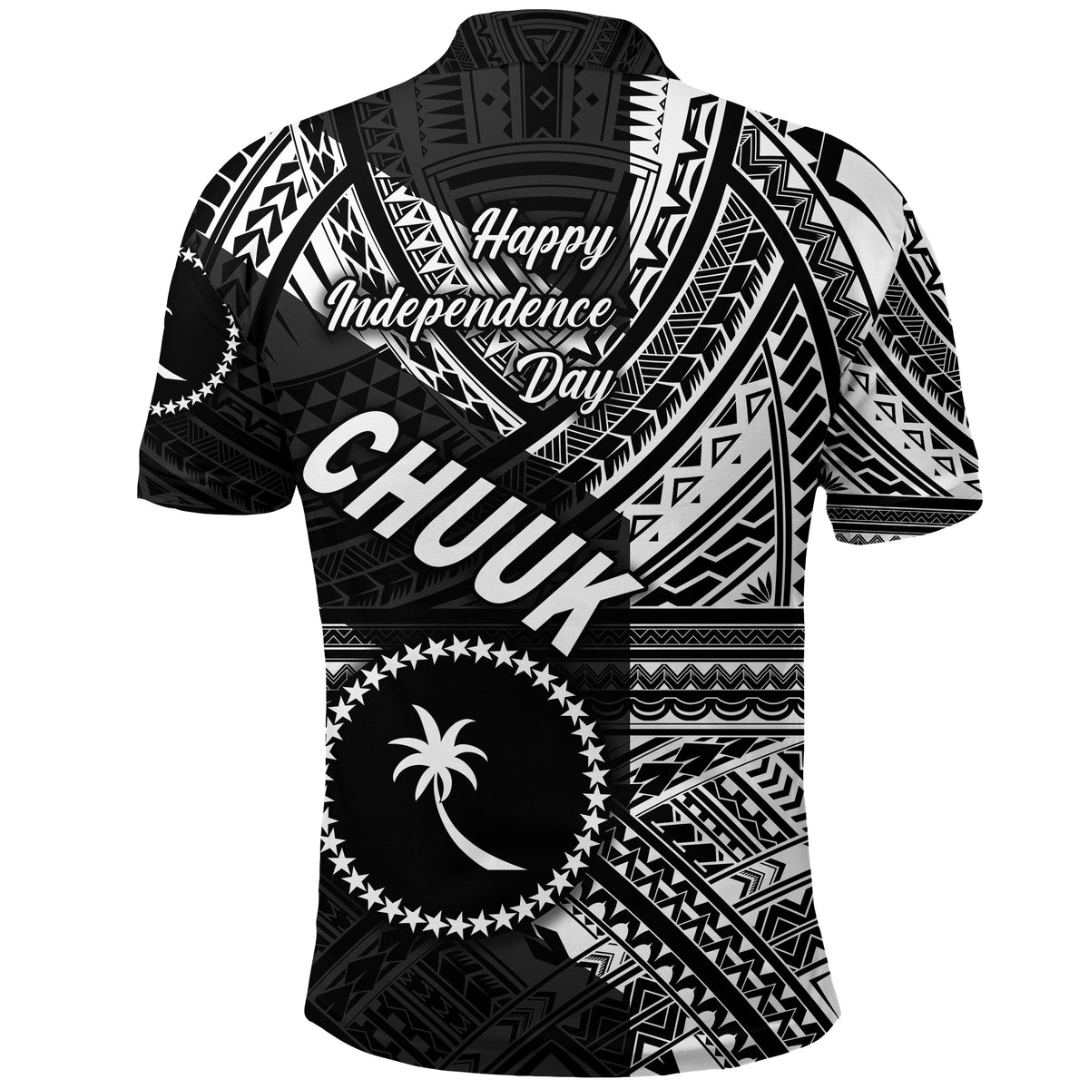 FSM Chuuk Polo Shirt Happy Independence Day Original Vibes Black LT8 - Polynesian Pride