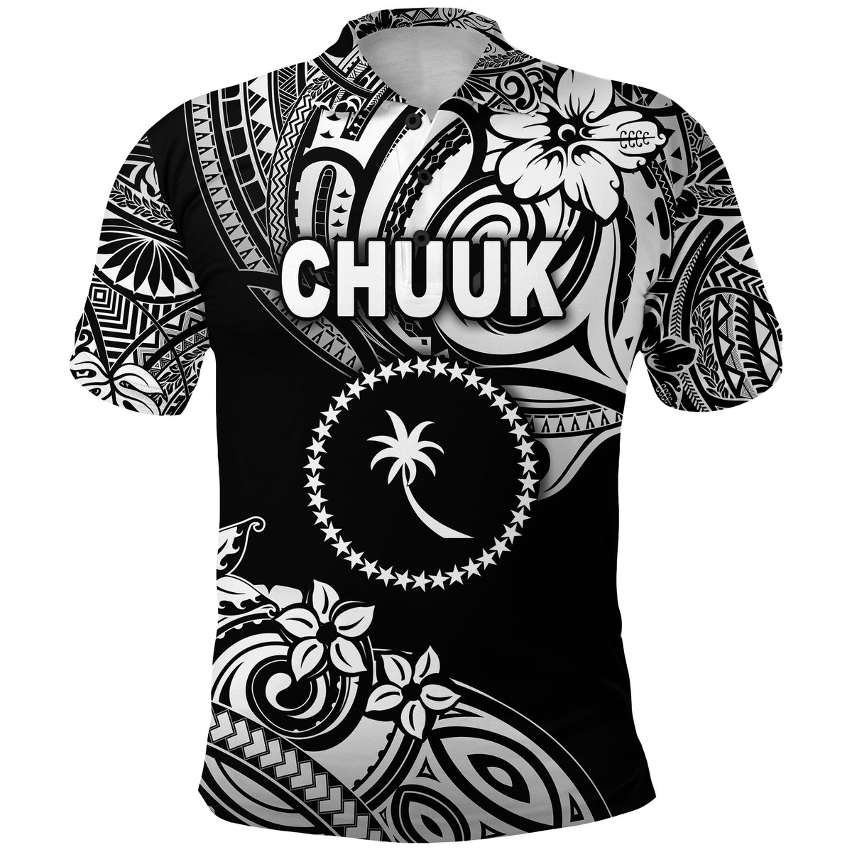 Custom FSM Chuuk Polo Shirt Unique Vibes Black LT8 - Polynesian Pride