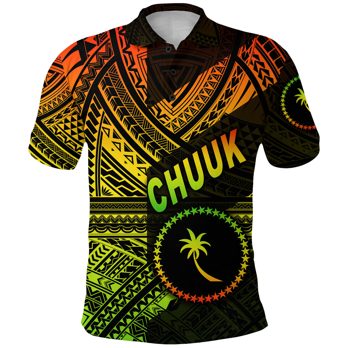 Custom FSM Chuuk Polo Shirt Original Style Reggae LT8 - Polynesian Pride