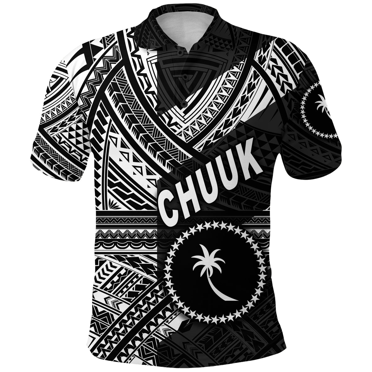 FSM Chuuk Polo Shirt Original Style Black LT8 - Polynesian Pride
