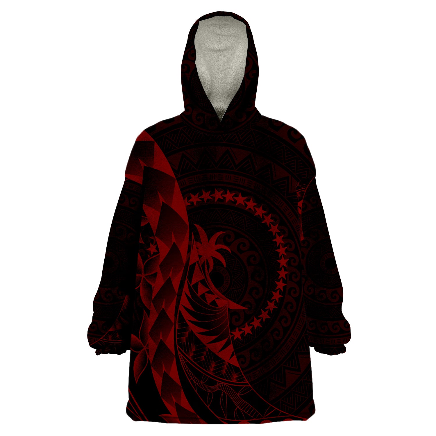 Chuuk Polynesian Pattern Style Red Color Wearable Blanket Hoodie LT9 Unisex One Size - Polynesian Pride