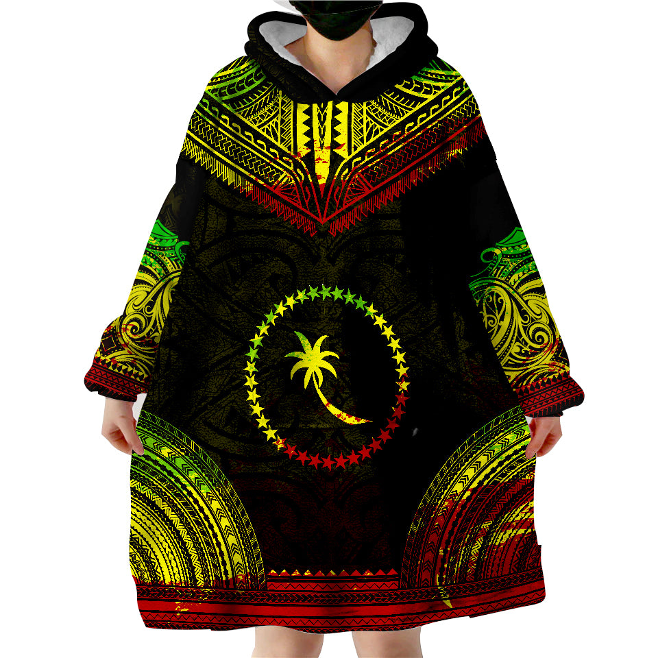 Chuuk Reggae Polynesian Tentacle Tribal Pattern Wearable Blanket Hoodie LT9 - Polynesian Pride