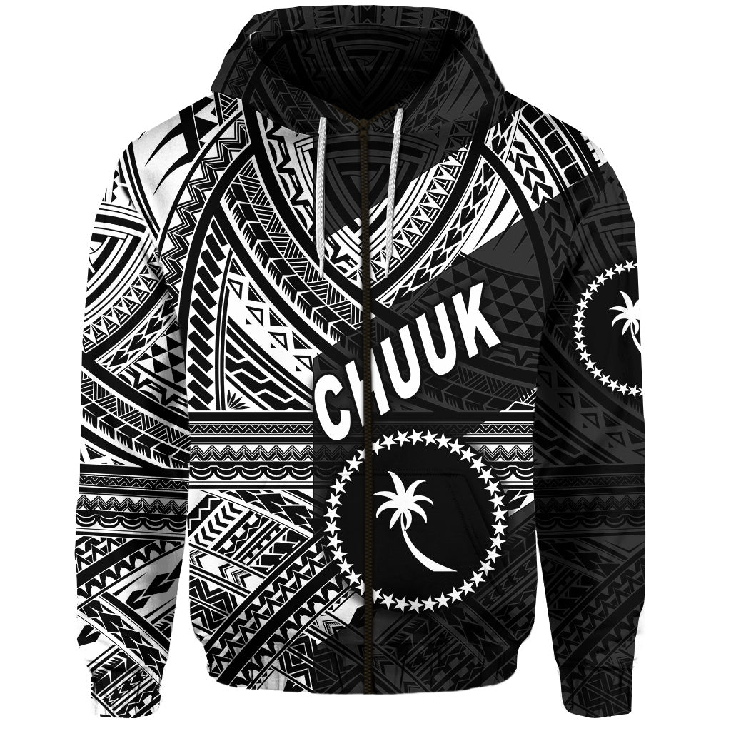 Custom FSM Chuuk Zip Hoodie Original Style Black LT8 - Polynesian Pride
