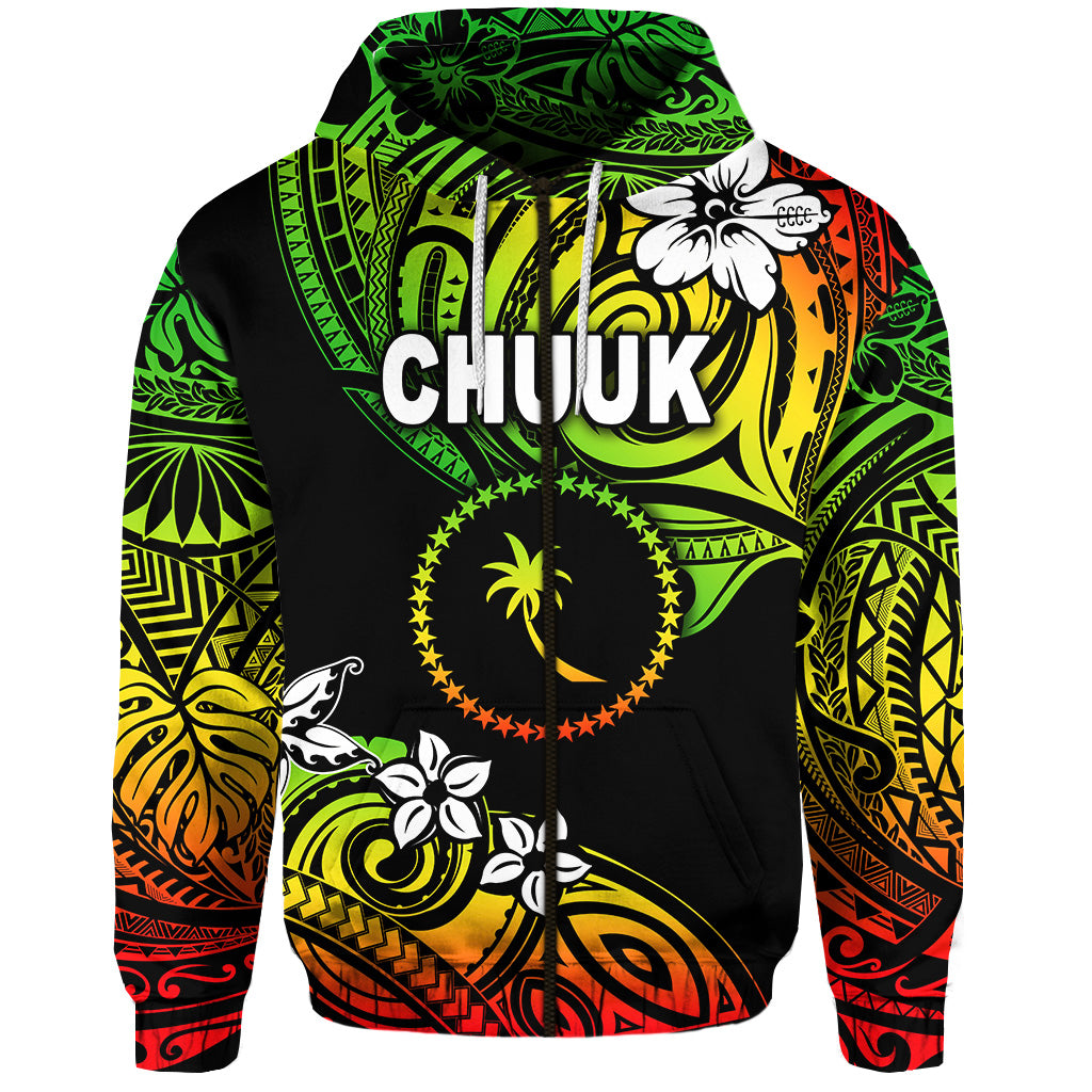 FSM Chuuk Zip Hoodie Unique Vibes Reggae LT8 - Polynesian Pride